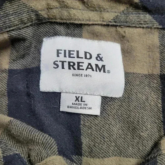 Field & Stream Black Olive Brown Classic Button Up Long Sleeve Lightweight Plaid - Picture 8 of 9